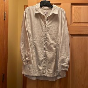 Versatile cream corduroy button down shirt in size medium by J Jill.